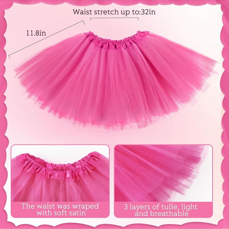 Lainlight Store Tutu for Girls, 3 Layered Tulle Tutu Skirts Set with Heart Glasses,Ponytail Headband Cosplay Party Supplies - Image 2